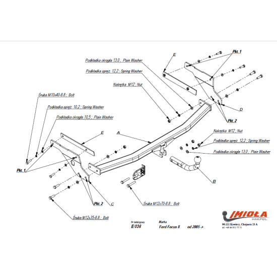 Hak holowniczy Ford Focus II kombi (08.2004r. - 06.2012r.)